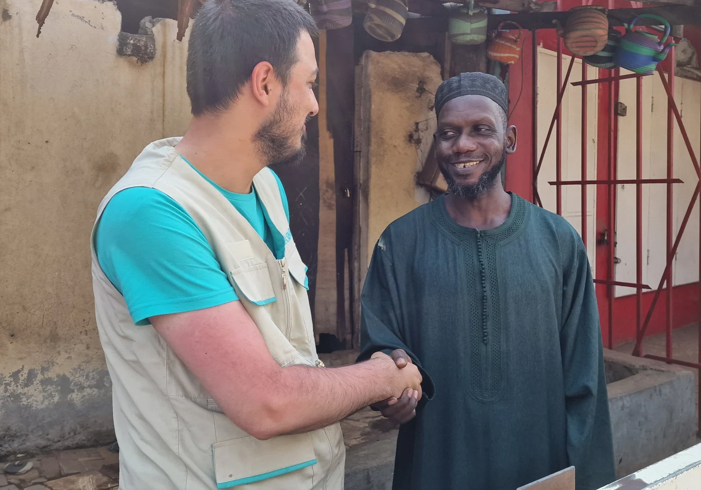 Shaking hands during my volunteer trip in Gabon